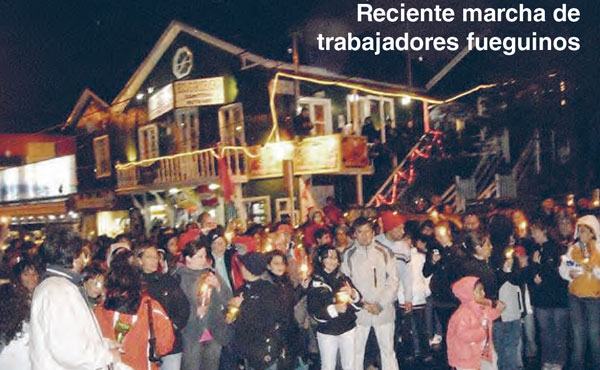 Reciente marcha de trabajadores fueguinos