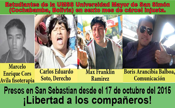 Bolivia: ¡Libertad a los 4 estudiantes de la UMSS!