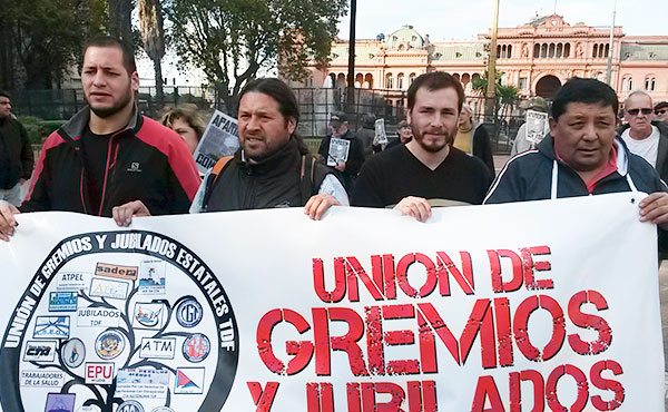 Alejandro Gómez (SUTEF), Horacio Gallegos (SOEM), José Gómez (AFEP) y Roberto Camacho (CTA provincial)