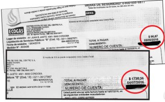 Una boleta de gas (Córdoba): de 90 pesos en el bimestre anterior pasó a 1.730 pesos
