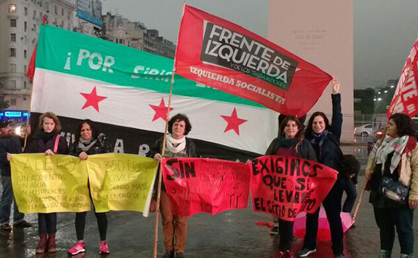 Izquierda Socialista en la jornada mundial de solidaridad, Obelisco, domingo 7/8