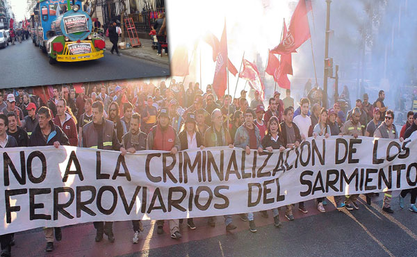 Columna de los ferroviarios en la marcha del sindicalismo combativo de este martes 9 de agosto