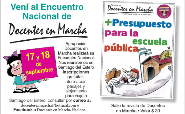 Vení al Encuentro Nacional de Docentes en Marcha