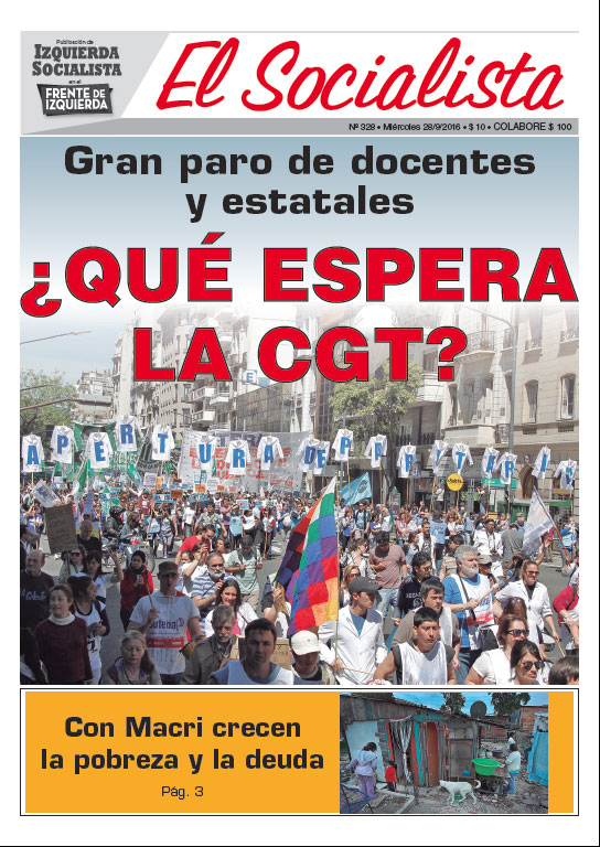 Tapa de la edición N°328 de nuestro periódico El Socialista