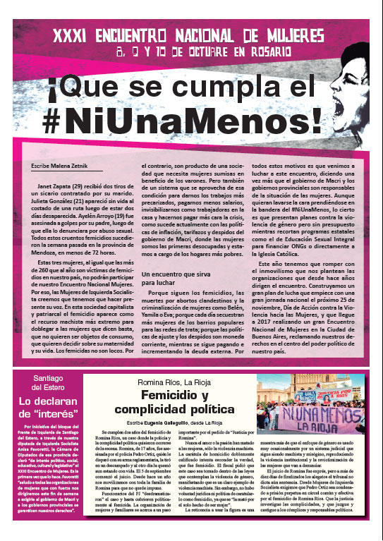 Contratapa de la edición N°329 de nuestro periódico El Socialista