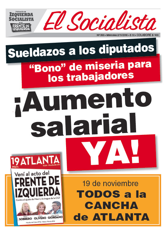 Tapa de la edición N°333 de nuestro periódico El Socialista