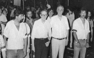Nahuel Moreno con Bill Hunter, dirigente troskysta inglés, en 1986.