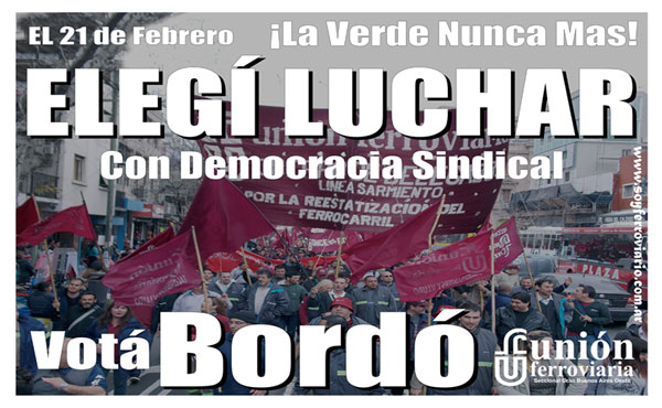 elecciones en la union ferroviaria lista bordo 