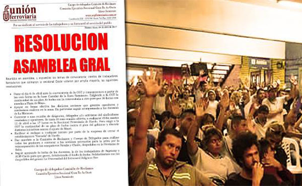 Martes 11/4 a las  17 horas en la Seccional Haedo de la Unión Ferroviaria