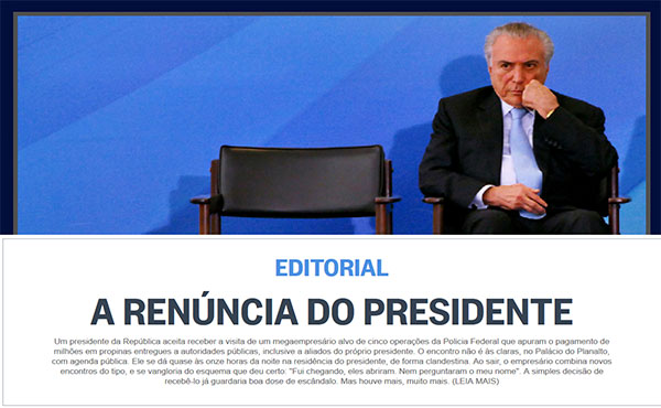 Oglobo denuncia a Temer