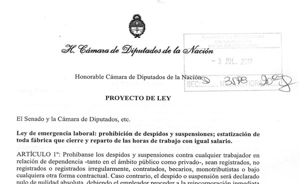 Giordano presento el proyecto de ley
