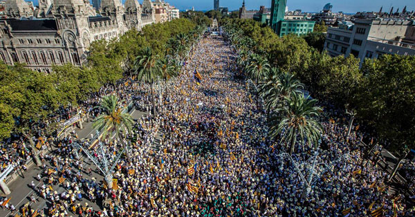 movilizacion el dia de la diada reclamando por la independencia