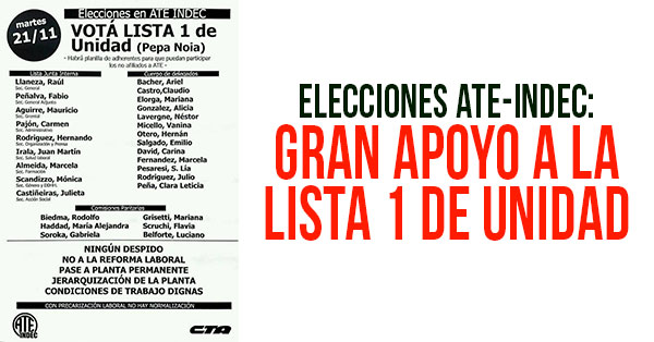 Gran apoyo a la lista 1 de Unidad