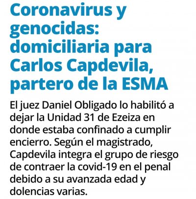 Rechazamos la liberación de genocidas, violadores, abusadores, femicidas y corruptos