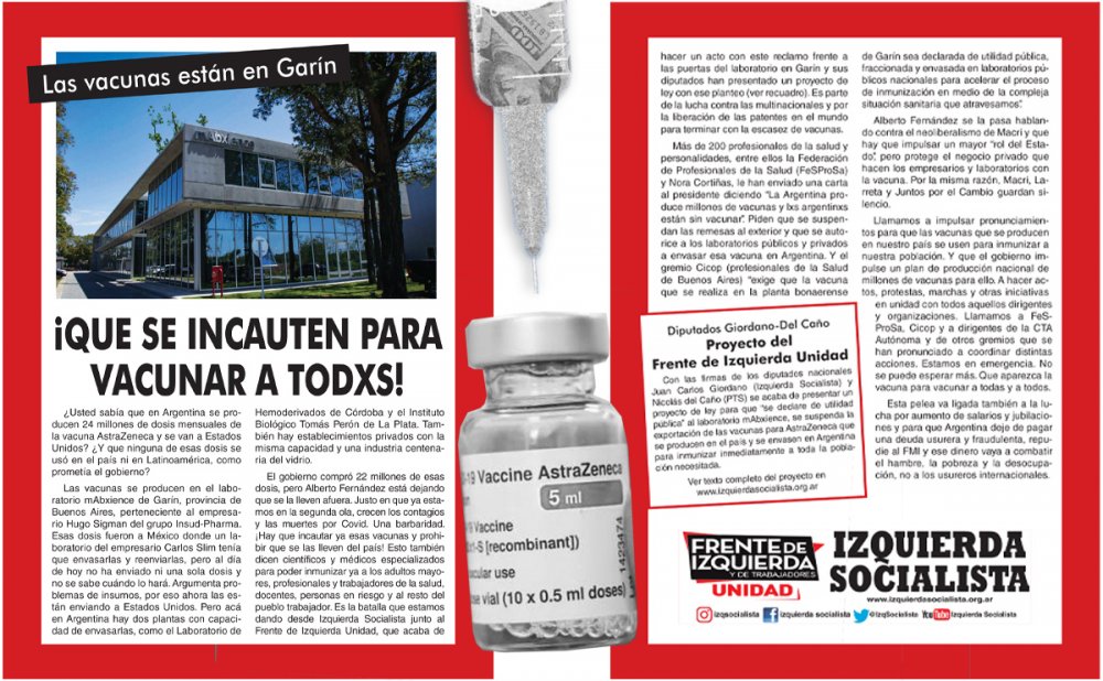 ¡Que se incauten para vacunar a todxs!