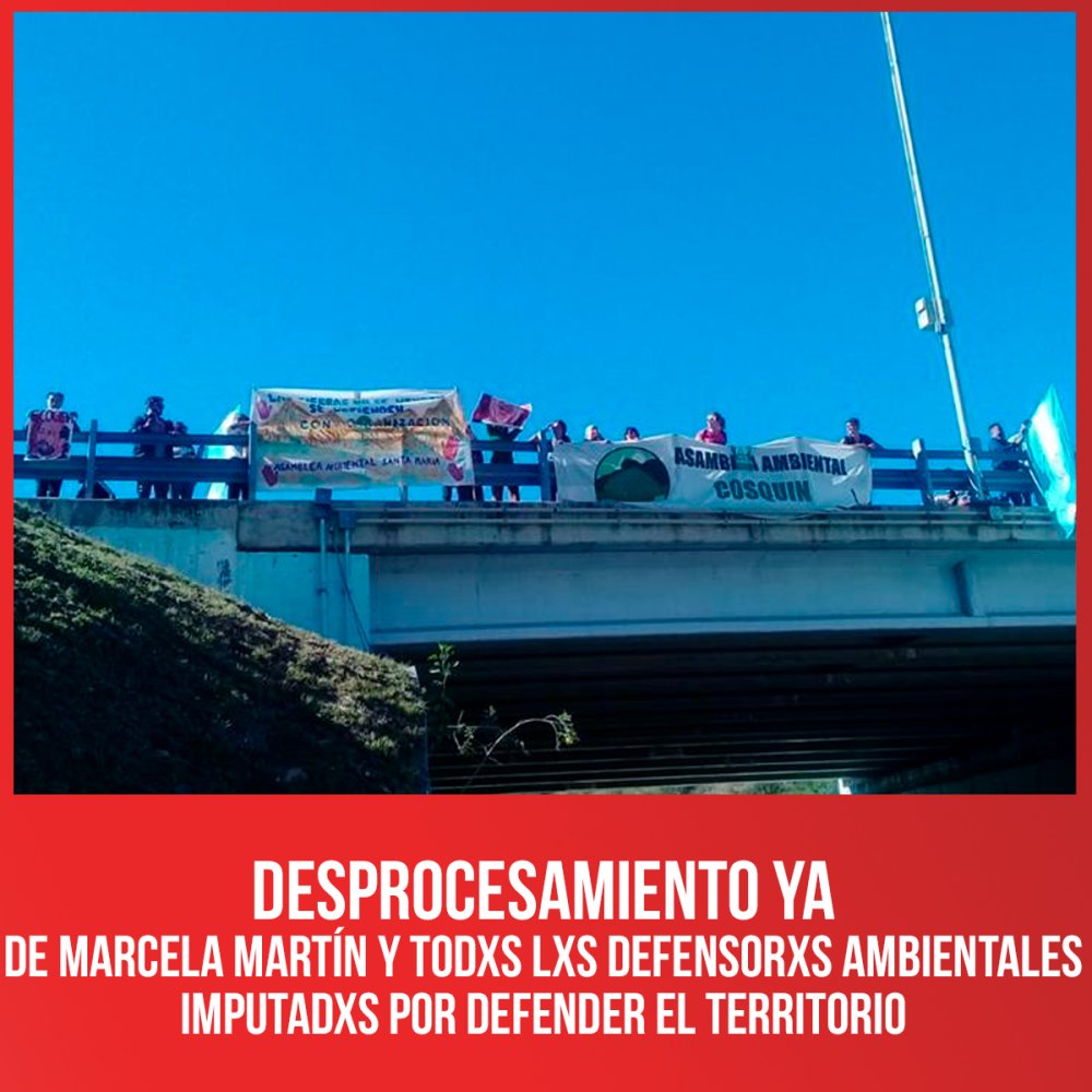 Desprocesamiento ya de Marcela Martín y todxs lxs defensorxs ambientales imputadxs por defender el territorio
