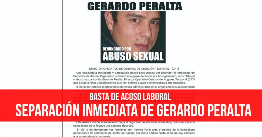 Basta de acoso laboral: Separación inmediata de Gerardo Peralta