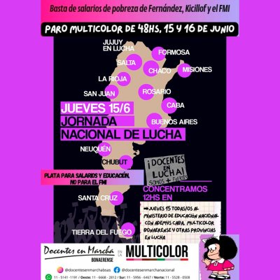15 de junio, paro nacional de la docencia en lucha