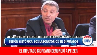 El diputado Giordano denunció a Pfizer