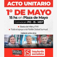 Acto unitario del 1º de mayo / “Pollo” Sobrero y diputado Giordano en Plaza de Mayo