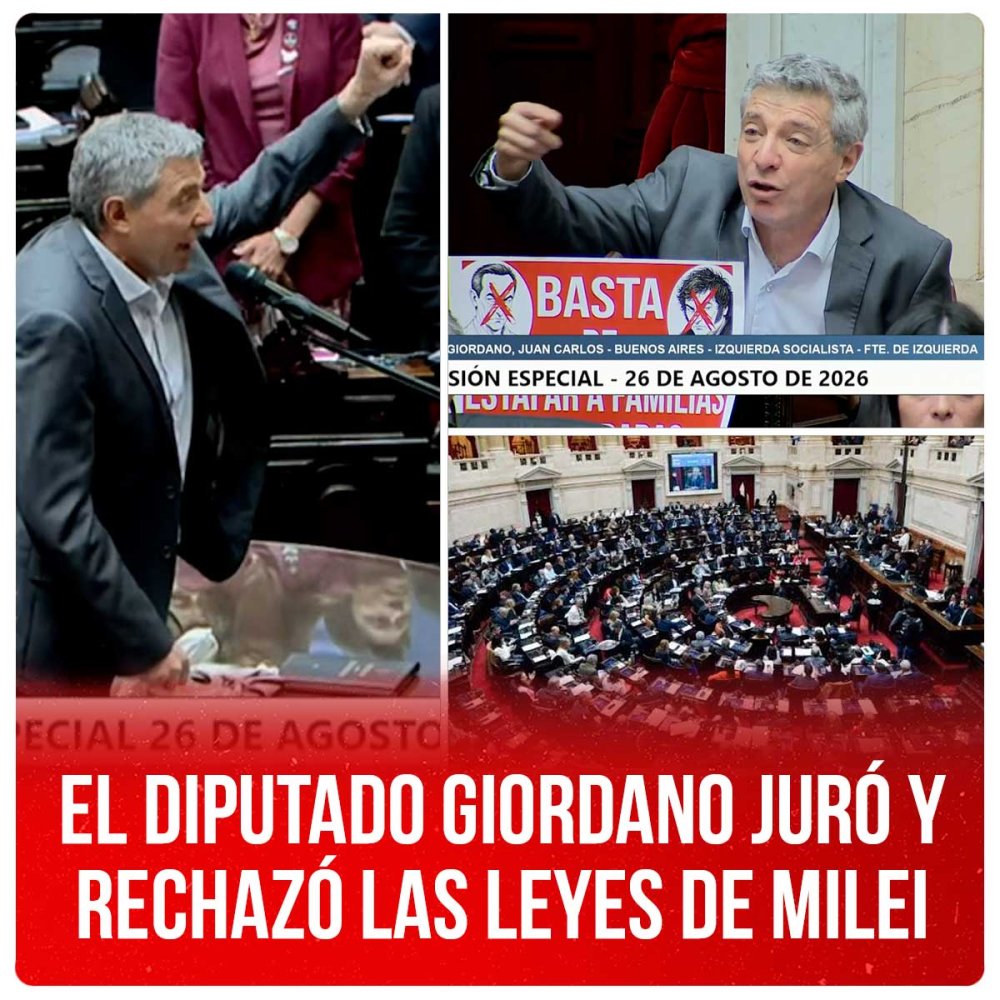 El diputado Giordano juró y rechazó las leyes de Milei