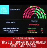Cayó el DNU en el Senado / ¡Hay que terminar de derrotarlo con el paro general!