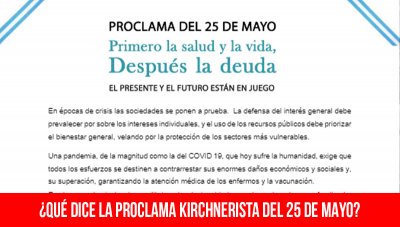 ¿Qué dice la proclama kirchnerista del 25 de mayo?