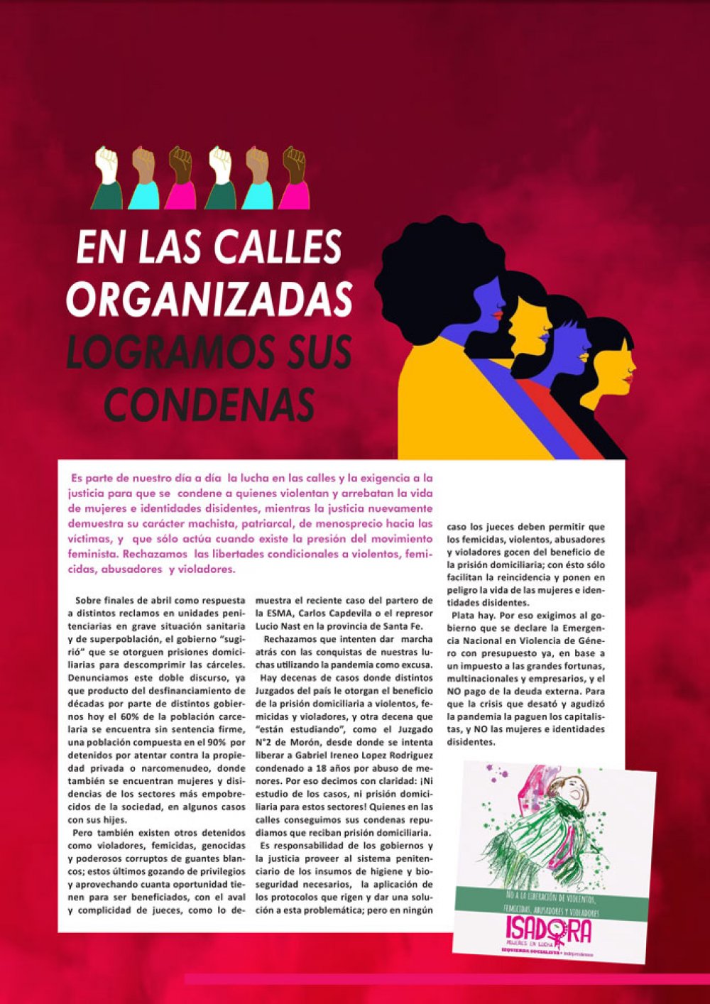EN LAS CALLES Y ORGANIZADAS LOGRAMOS SUS CONDENAS
