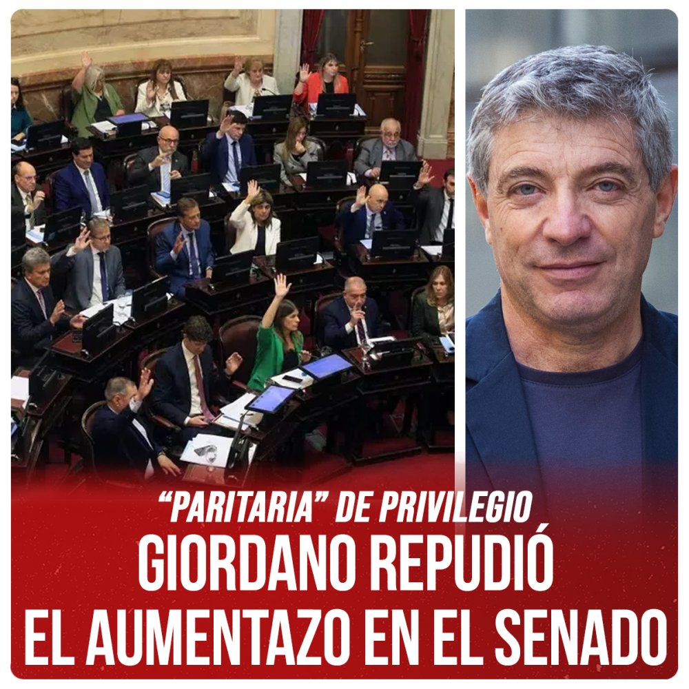 “Paritaria” de privilegio / Giordano repudió el aumentazo en el Senado