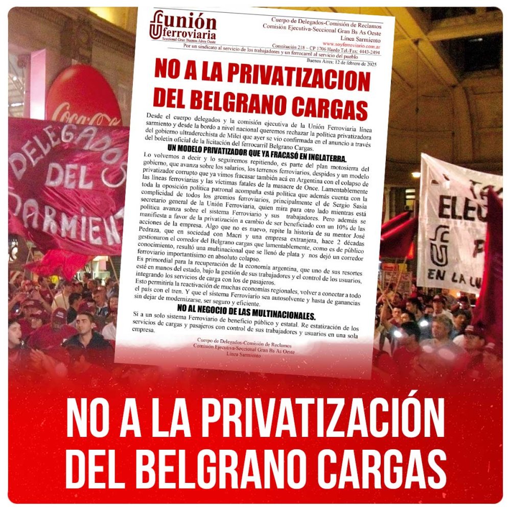No a la privatización del Belgrano Cargas