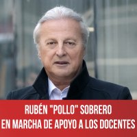 Rubén "Pollo" Sobrero en marcha de apoyo a los docentes