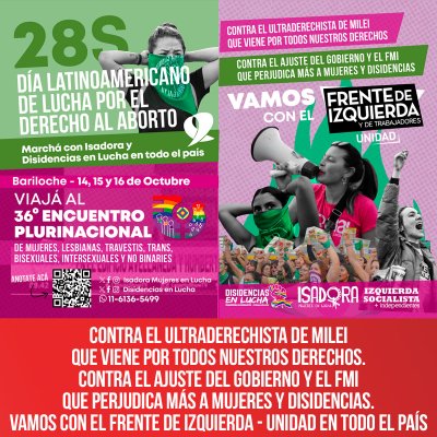 Contra el ultraderechista de Milei que viene por todos nuestros derechos. Contra el ajuste del gobierno y el FMI que perjudica más a mujeres y disidencias.  Vamos con el Frente de Izquierda - Unidad en todo el país
