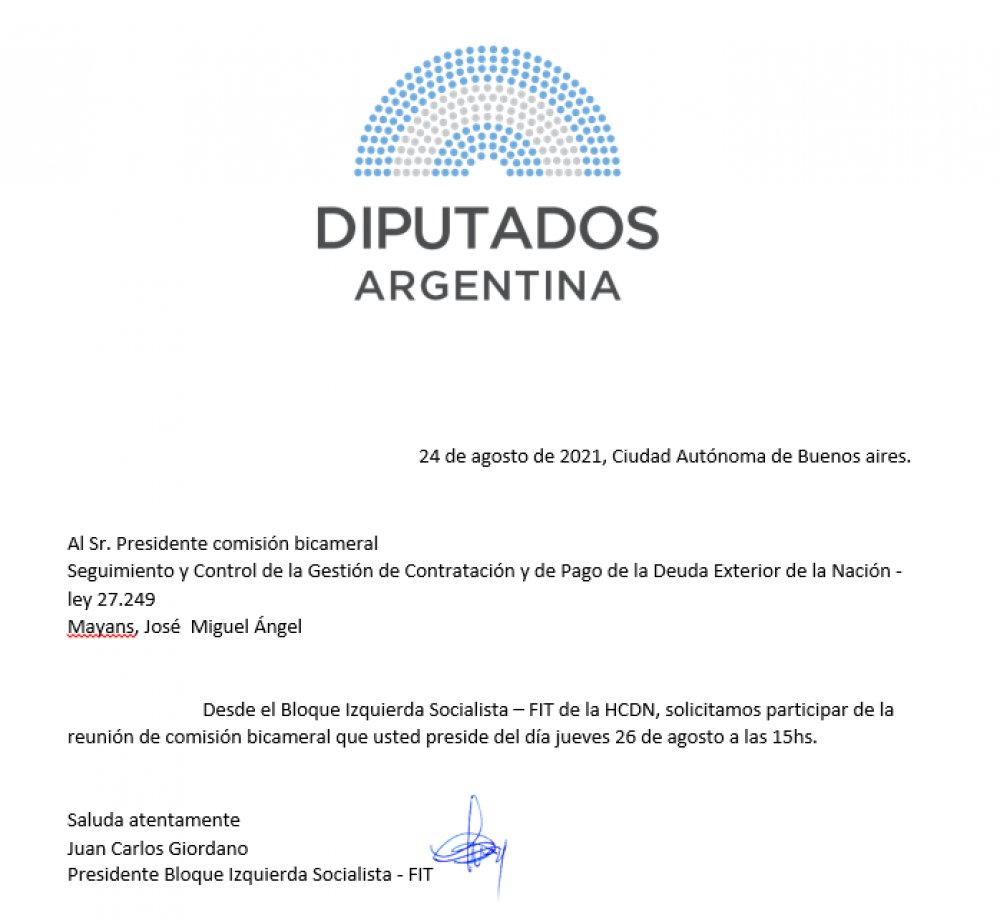 Diputado Giordano denuncia discriminación ¡No dejaron que el bloque Izquierda Socialista interpele al ministro Guzmán!