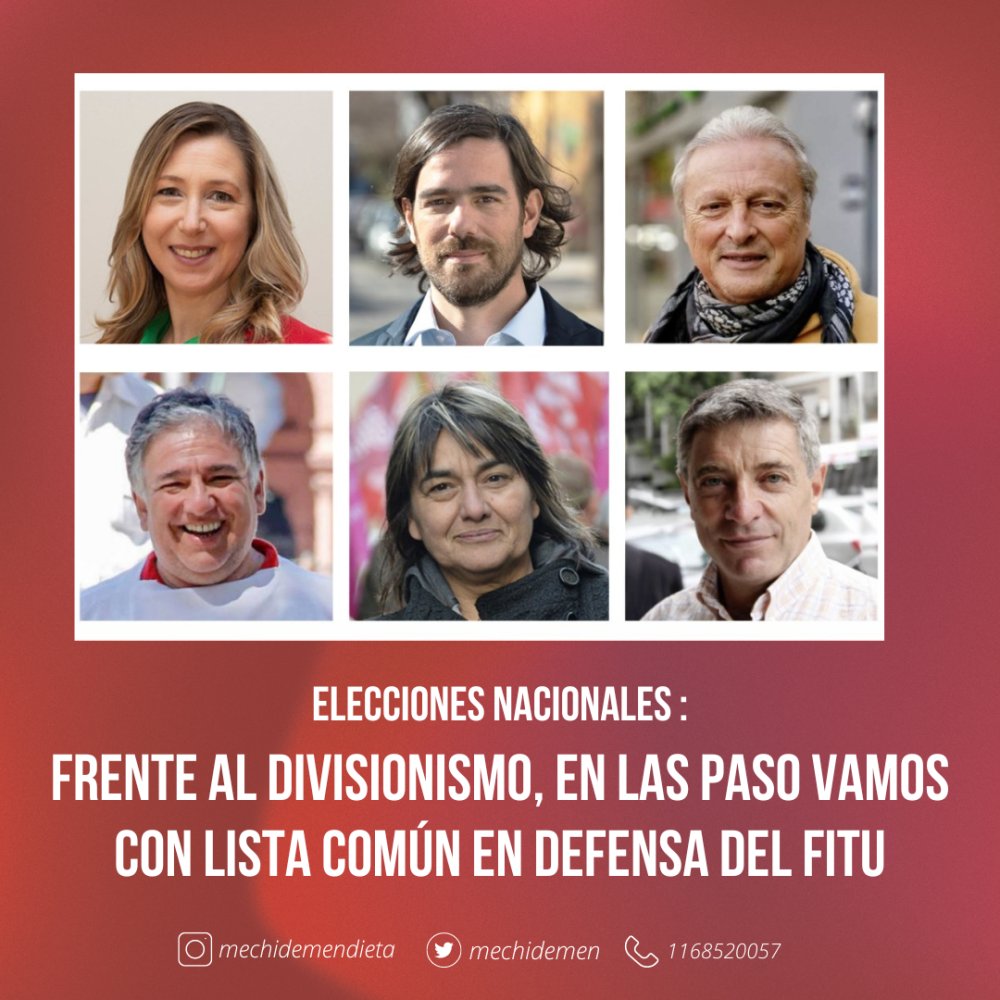 Frente al divisionismo, en las PASO vamos con lista común en defensa del FIT-U