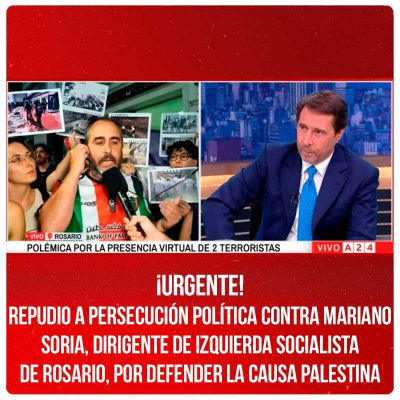 ¡Urgente! Repudio a persecución política contra Mariano Soria, dirigente de Izquierda Socialista de Rosario, por defender la causa Palestina