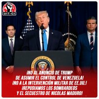 ¡No al anuncio de Trump de asumir el control de Venezuela! ¡No a la intervención militar de EE.UU.! ¡Repudiamos los bombardeos y el secuestro de Nicolas Maduro!