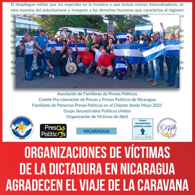 Organizaciones de víctimas de la dictadura en Nicaragua agradecen el viaje de la Caravana