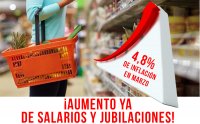 4,8% de inflación en marzo. ¡Aumento ya de salarios y jubilaciones!
