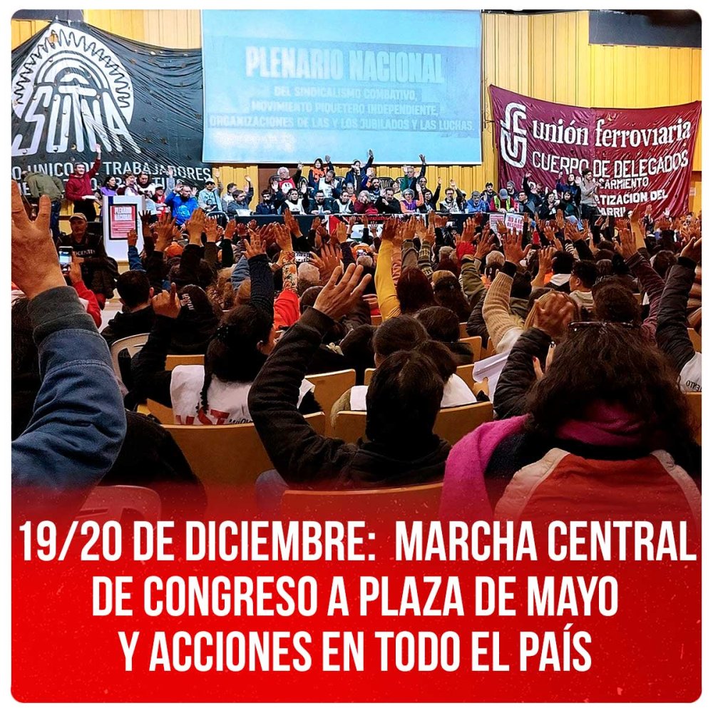 19/20 de diciembre: marcha central de Congreso a Plaza de Mayo y acciones en todo el país
