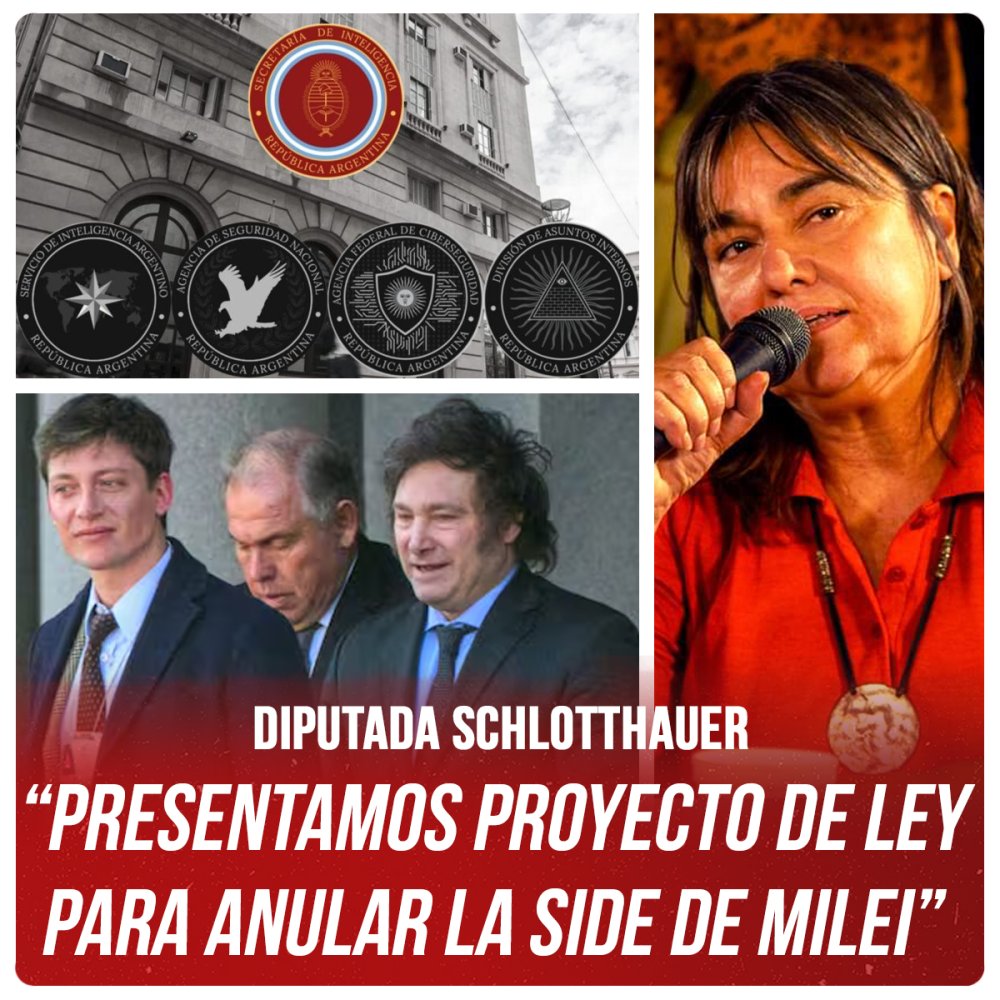 Diputada Schlotthauer  “Presentamos proyecto de ley para anular la SIDE de Milei”