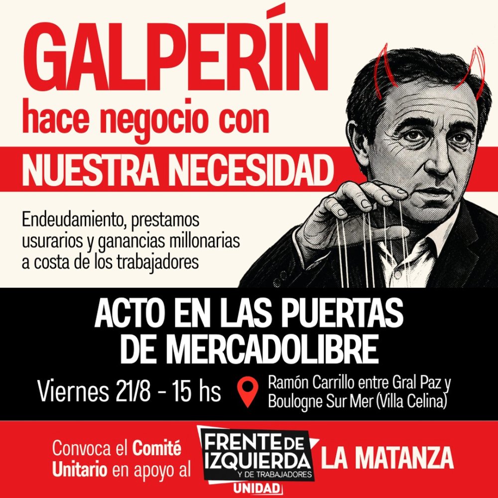 Acto en las puertas de Mercado Libre en La Matanza / Diputada Schlotthauer: “Galperín hace usura con nuestra necesidad”