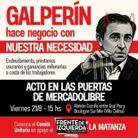 Acto en las puertas de Mercado Libre en La Matanza / Diputada Schlotthauer: “Galperín hace usura con nuestra necesidad”