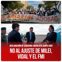 Declaración de Izquierda Socialista Santa Cruz / No al ajuste de Milei, Vidal y el FMI