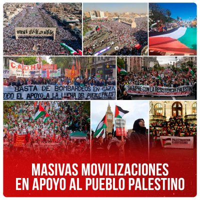 Masivas movilizaciones en apoyo al pueblo palestino