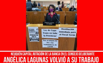 Neuquén Capital. Rotación de la banca en el Concejo Deliberante/ Angélica Lagunas volvió a su trabajo