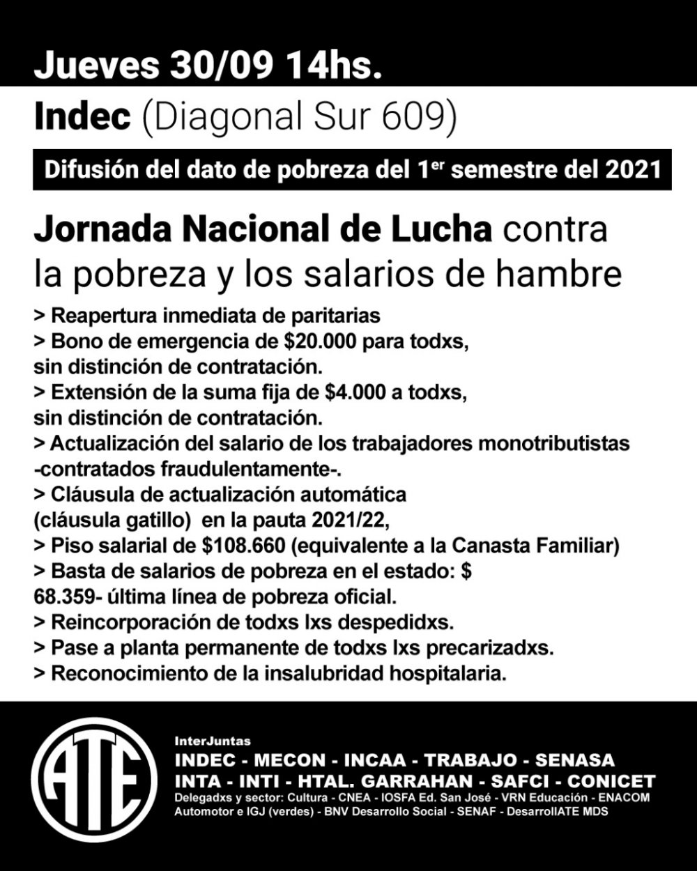 Diputado Giordano en jornada contra la pobreza y salarios de hambre 30/9, 14 hs., Diagonal Sur 609