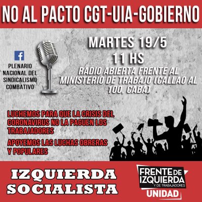 Luchemos para que la crisis del coronavirus no la paguen los trabajadores