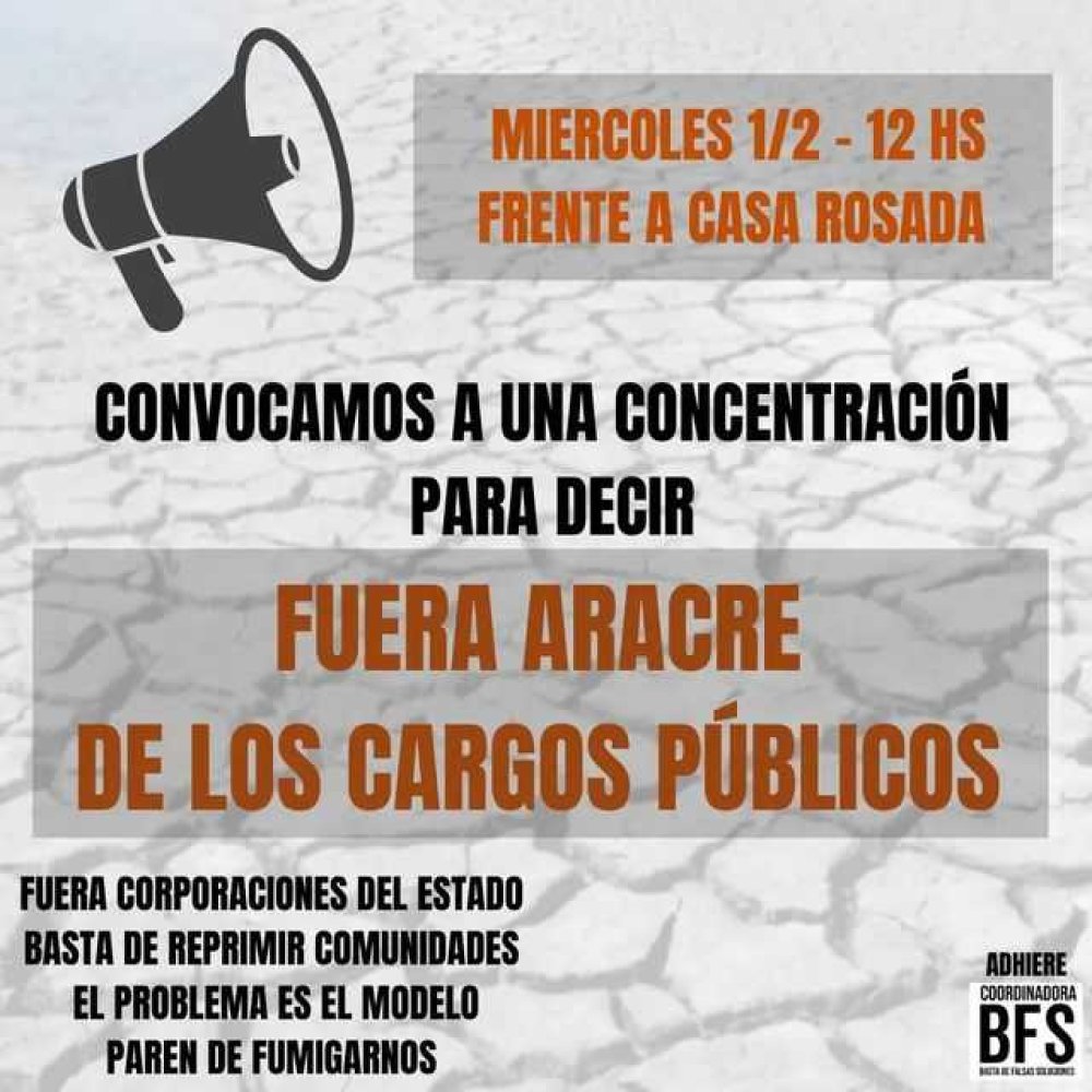 Concentración para decir: ¡¡Fuera Aracre de los cargos públicos!!