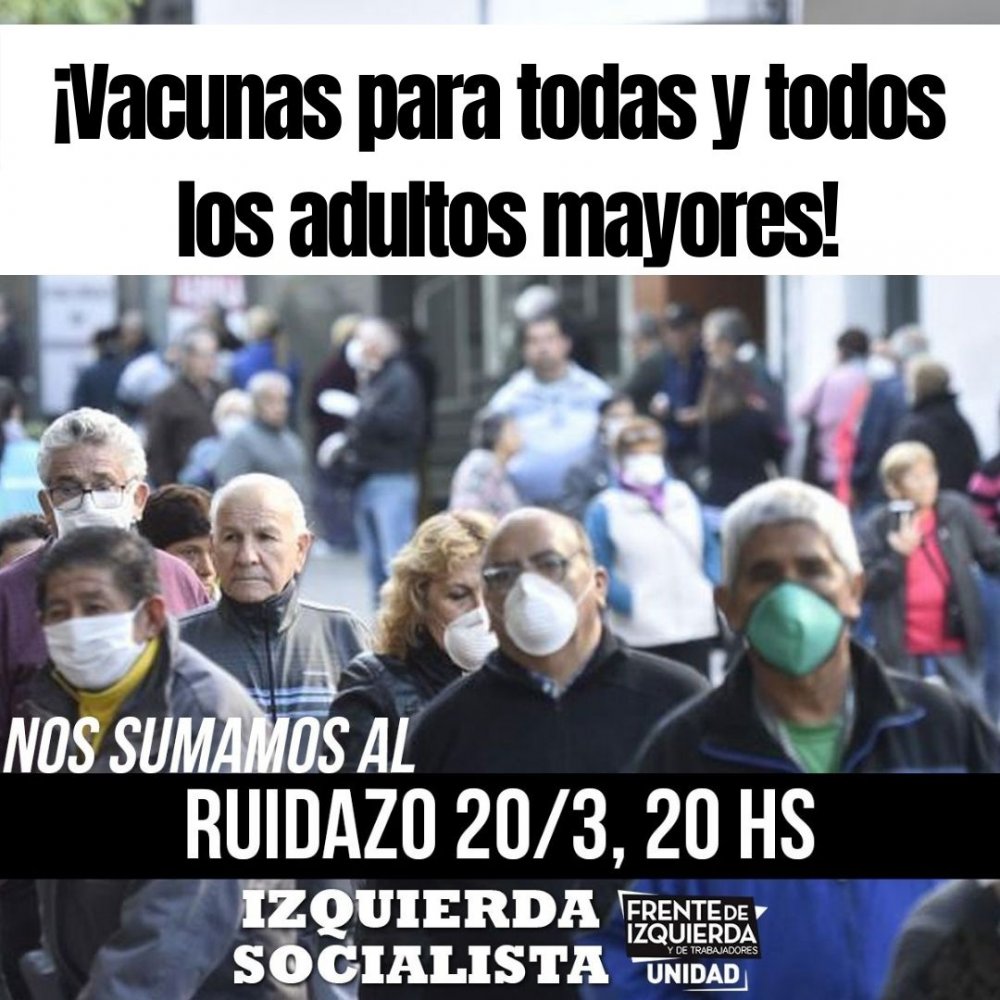 Hoy Ruidazo a las 20 hs ¡Vacunas para todas y todos los adultos mayores!