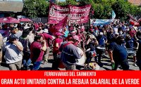 Ferroviarios del Sarmiento. Gran acto unitario contra la rebaja salarial de la Verde